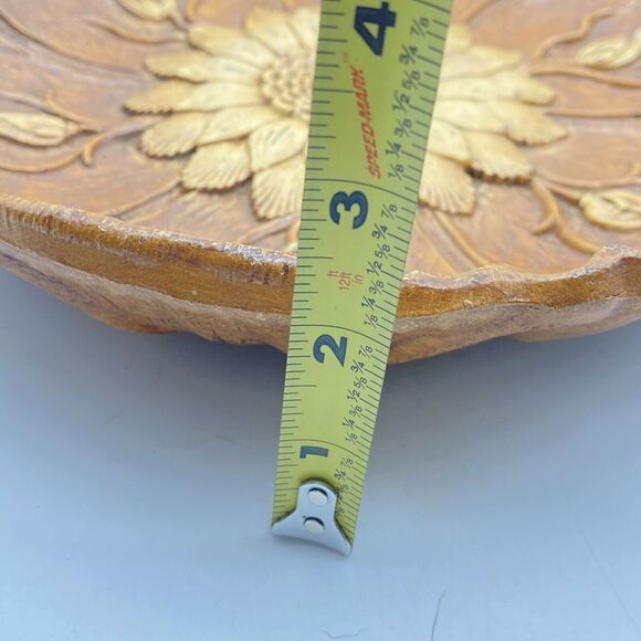 Vtg Sunflower Bowl Multi Prod Inc USA Faux Wood Boho Chic‎ 11.5” MCM Centerpiece - Picture 5 of 12